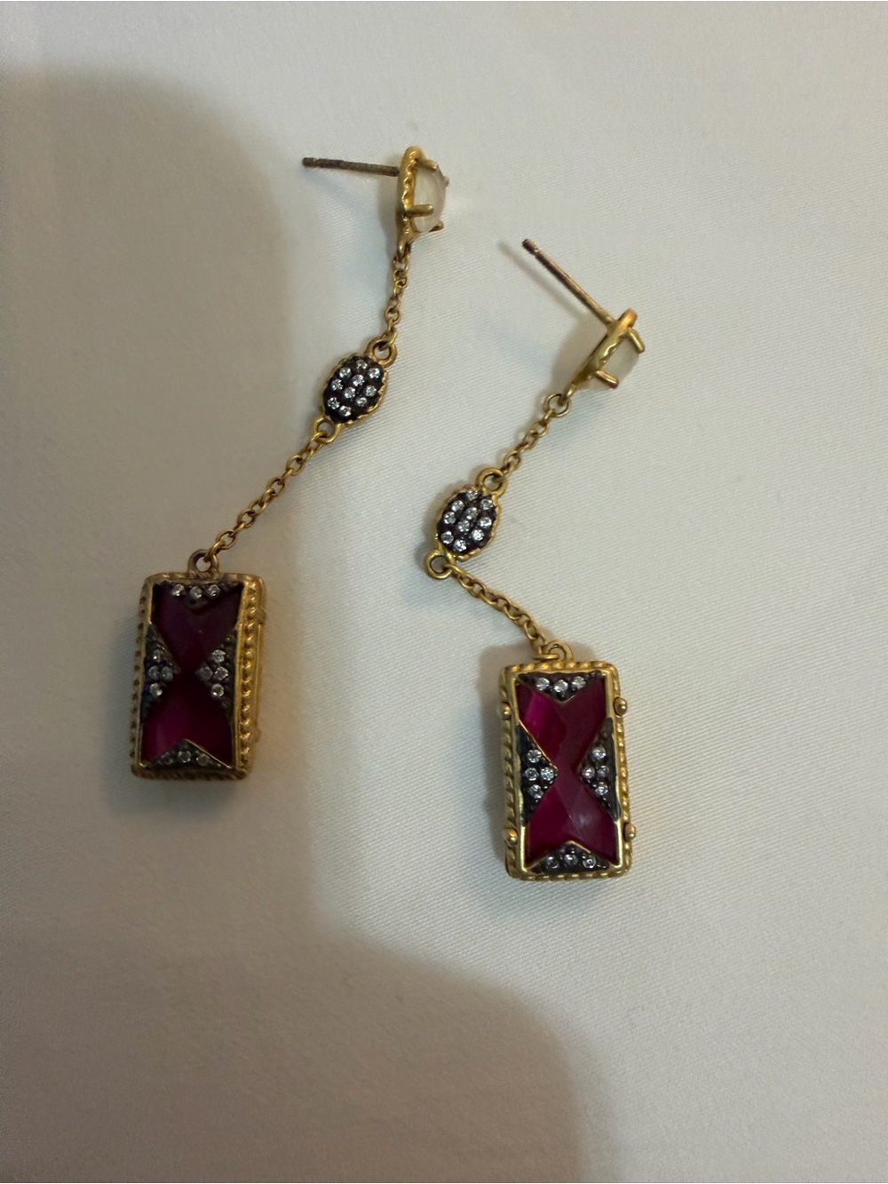 Freida Rothman Rouge Linear Drop Earrings - Picture 3 of 3
